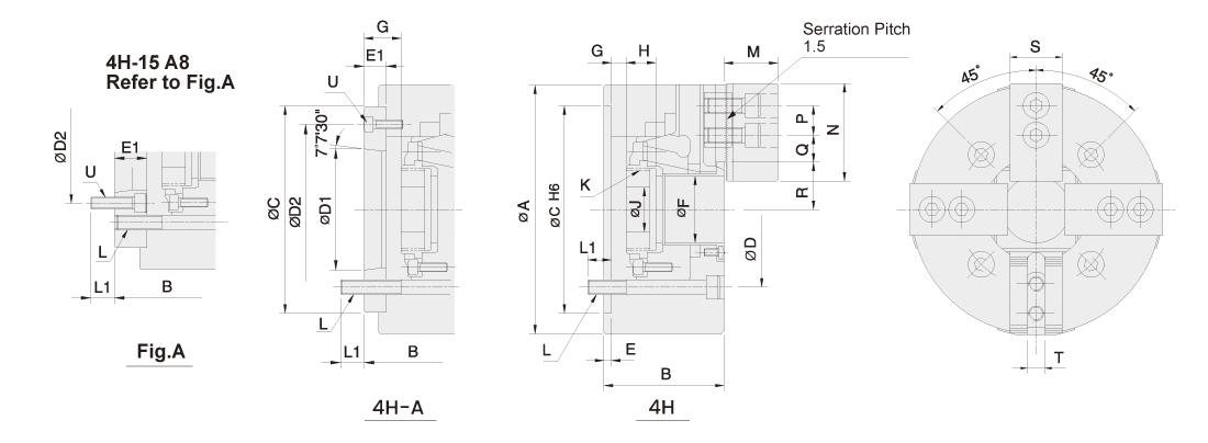 4H/4HA Model of Thru-Hole 4 Jaw Lathe Chuck by Autogrip® Machinery