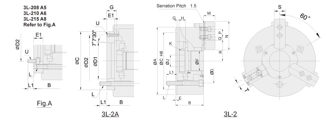 3L/3L-A CRANK type Extra Long Stroke 3- aw Power Chuck by Autogrip® Machinery